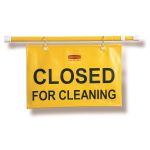 Rubbermaid English Only Closed for Cleaning Hanging Doorway Safety Sign, Yellow